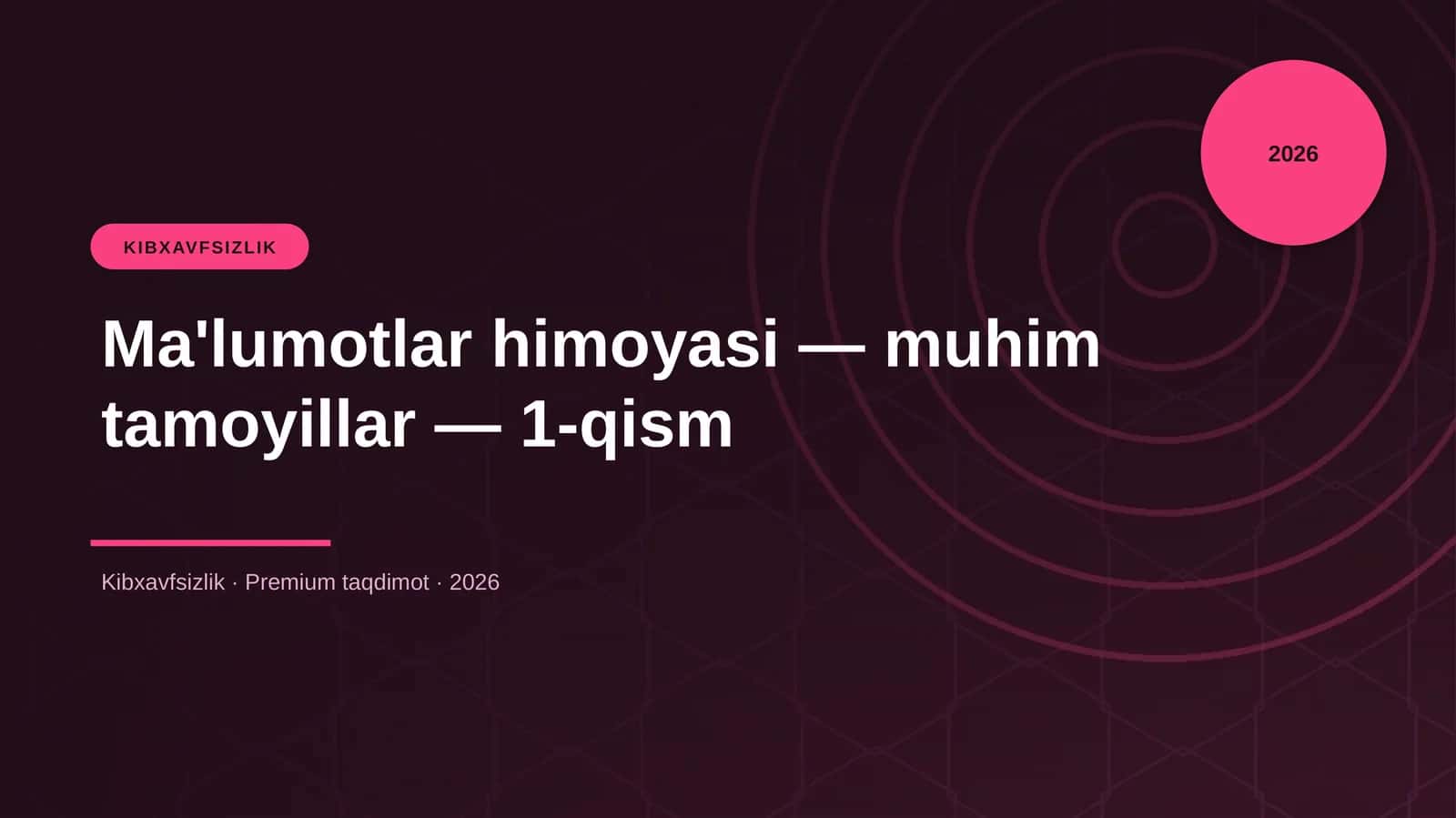 Ma'lumotlar himoyasi — muhim tamoyillar — 1-qism