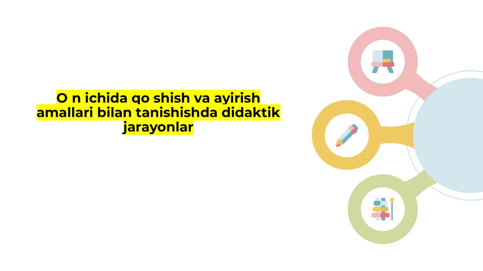 Oʻn ichida qoʻshish va ayirish amallari bilan tanishishda didaktik jarayonlar