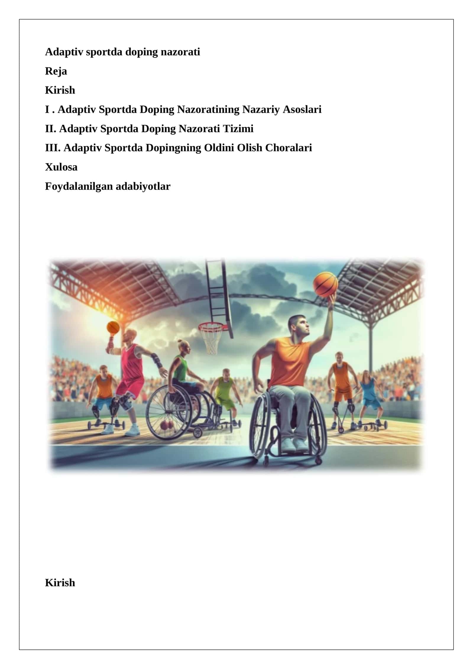 Adaptiv sportda doping nazorati