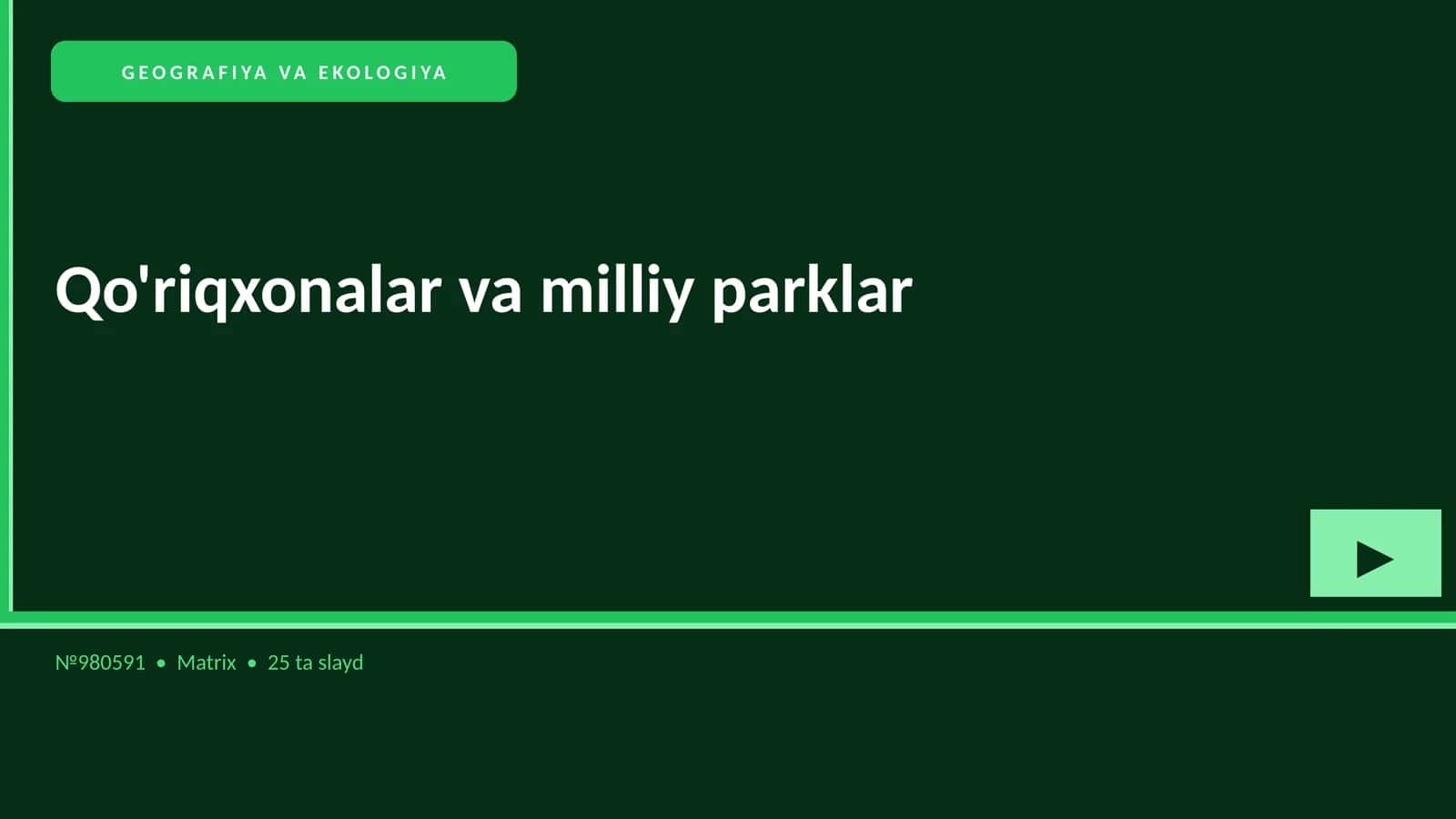 Qo'riqxonalar va milliy parklar