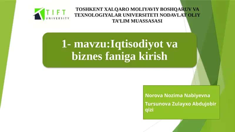 Iqtisodiyot va biznes fanining ta'lim qilish muhimligi