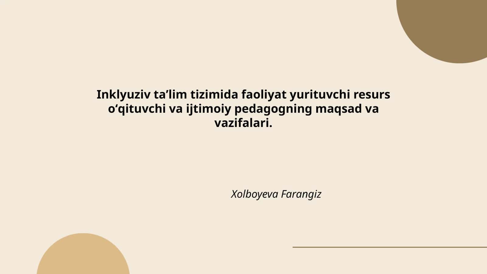 Inklyuziv taʼlim tizimida faoliyat yurituvchi resurs oʻqituvchi va ijtimoiy pedagogning maqsad va vazifalari