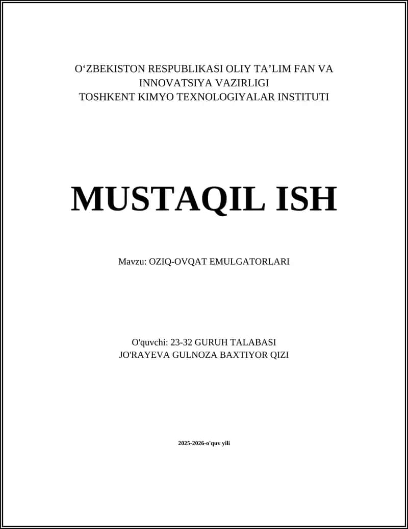 OZIQ-OVQAT EMULGATORLARI