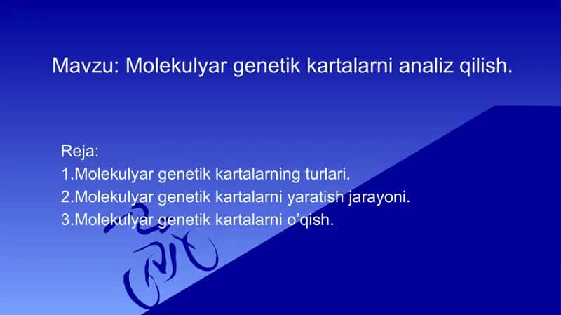 Molekulyar genetik kartalarni analiz qilish. genetika