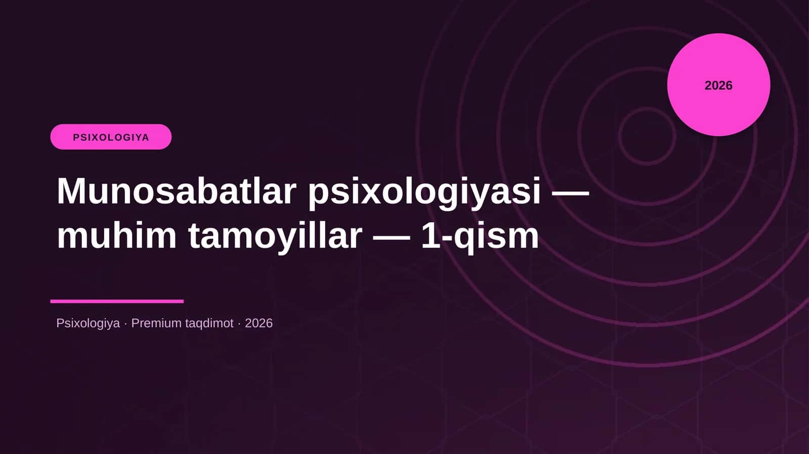 Munosabatlar psixologiyasi — muhim tamoyillar — 1-qism