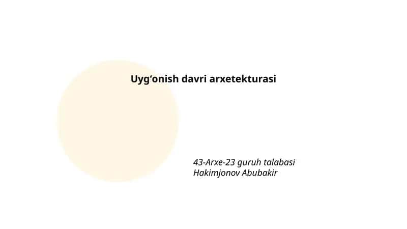 Uygʻonish davri arxitekturasidan tayyor slayd