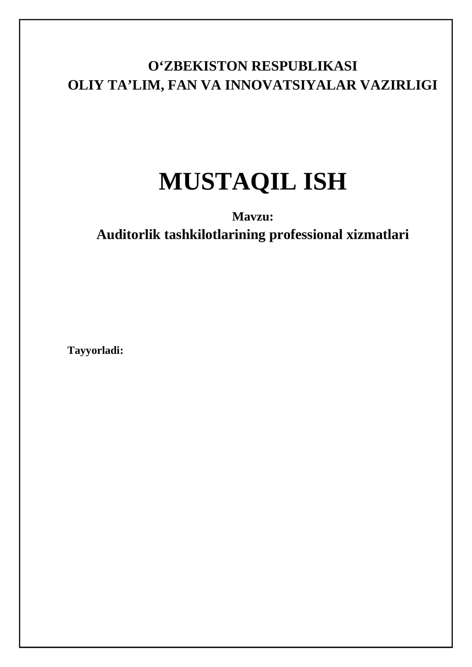 Auditorlik tashkilotlarining professional xizmatlari