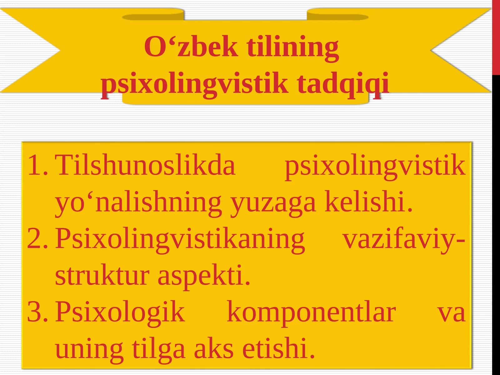O‘zbek tilining psixolingvistik tadqiqi