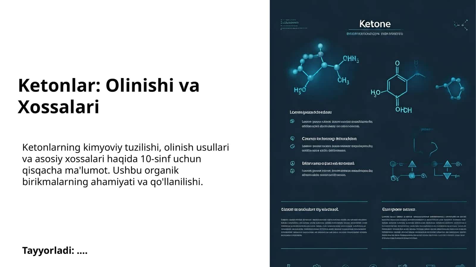 Ketonlar: Olinishi va Xossalari