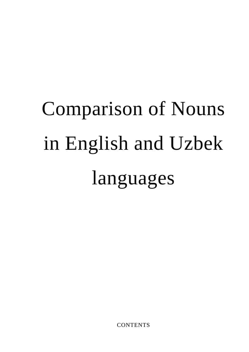 Comparison of Nouns in English and Uzbek languages
