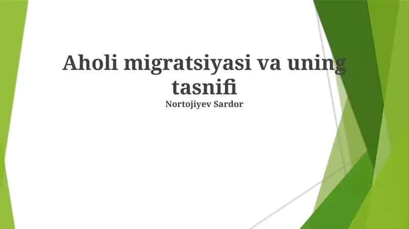 Aholi migratsiyasi va uning tasnifi