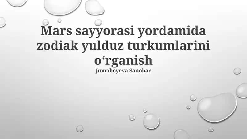 Mars sayyorasi yordamida zodiak yulduz turkumlarini o‘rganish