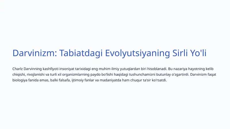 Darvinizm: Tabiatdagi Evolyutsiyaning Sirli Yo'li