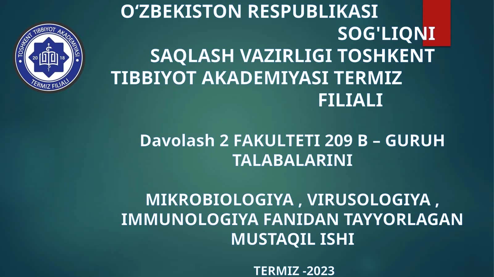 Mikrobiologiya, Virusologiya, Immunologiya fani