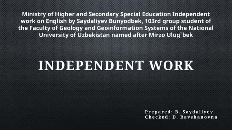 Independent work on English