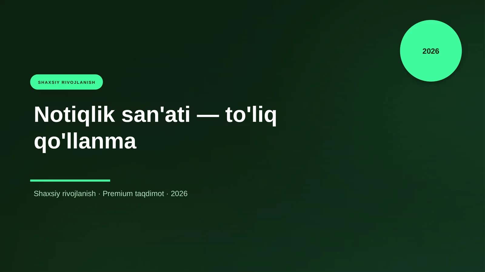 Notiqlik san'ati — to'liq qo'llanma