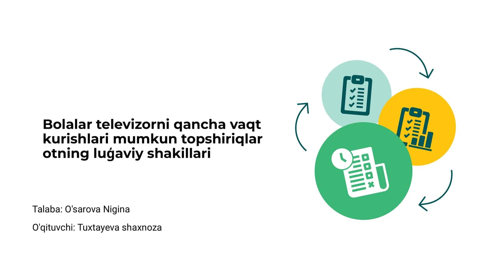 Bolalar televizorni qancha vaqt kurishlari mumkin topshiriqlar otning luģaviy shakillari