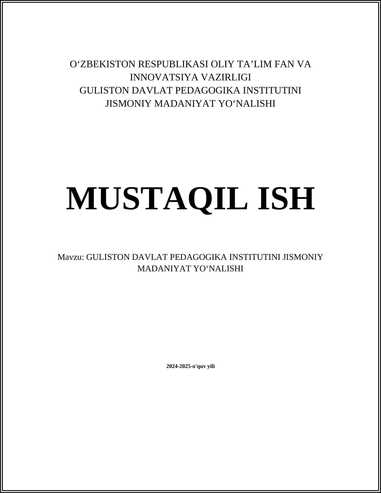 Jismoniy tarbiya nazariyasi va metodikasi