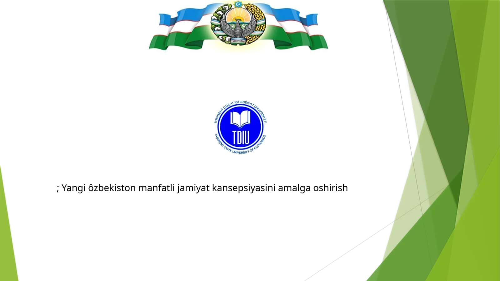 Yangi ôzbekiston manfatli jamiyat kansepsiyasini amalga oshirish