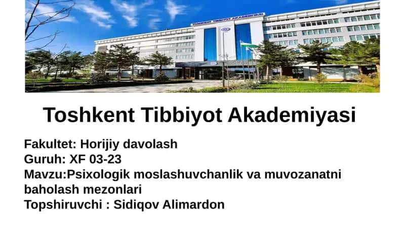 Psixologik moslashuvchanlik va muvozanatni baholash mezonlari