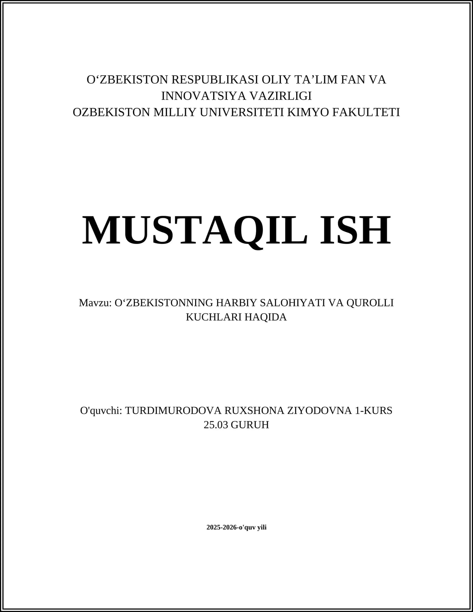 Harbiy salohiyat va qurolli kuchlar haqida