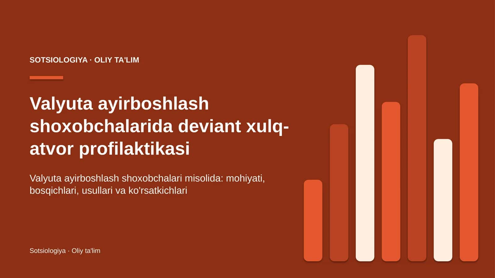 Valyuta ayirboshlash shoxobchalarida deviant xulq-atvor profilaktikasi