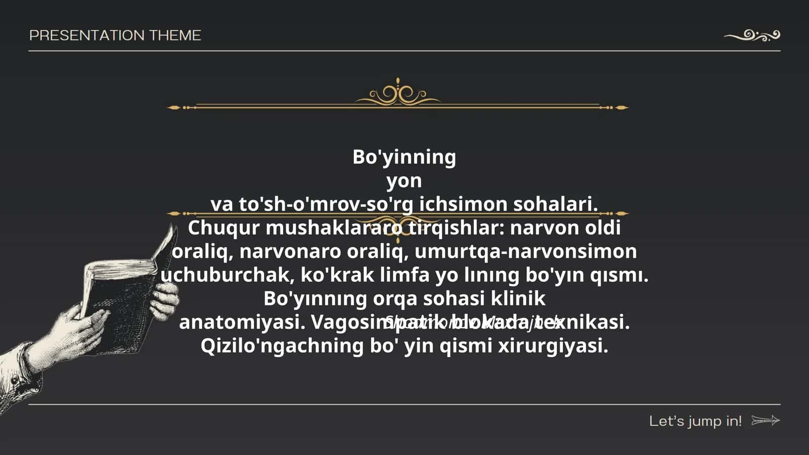 Bo'yinning yon va to'sh-o'mrov-so'rg ichsimon sohalari
