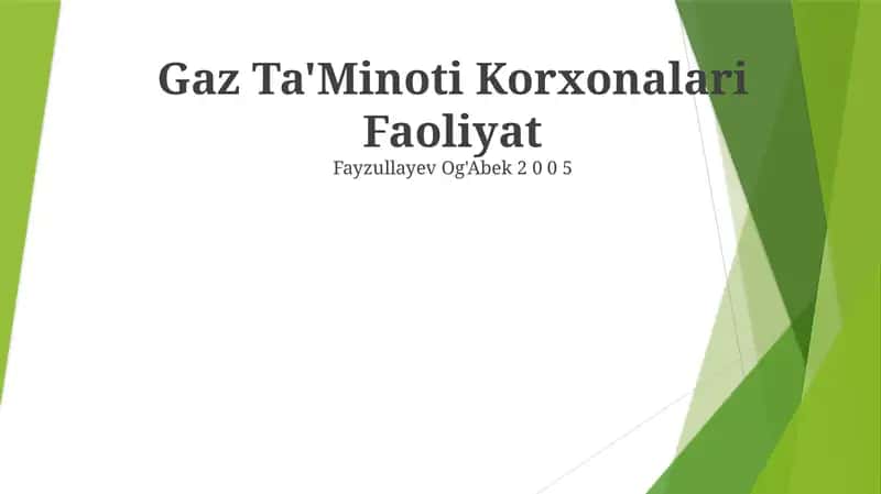 Gaz Ta'minoti Korxonalari Faoliyat
