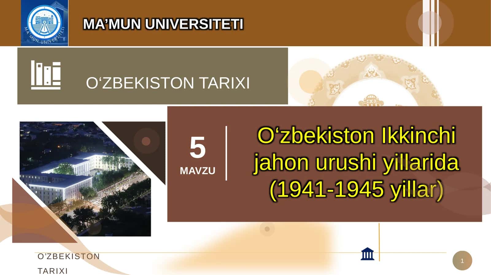 O‘zbekiston Ikkinchi jahon urushi yillarida (1941-1945 yillar)