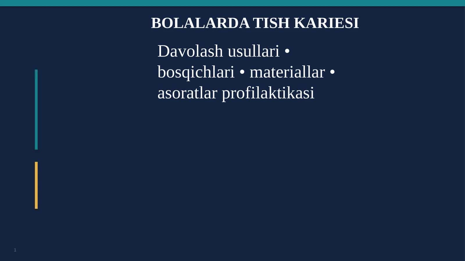 Bolalarda Tish Kariesi