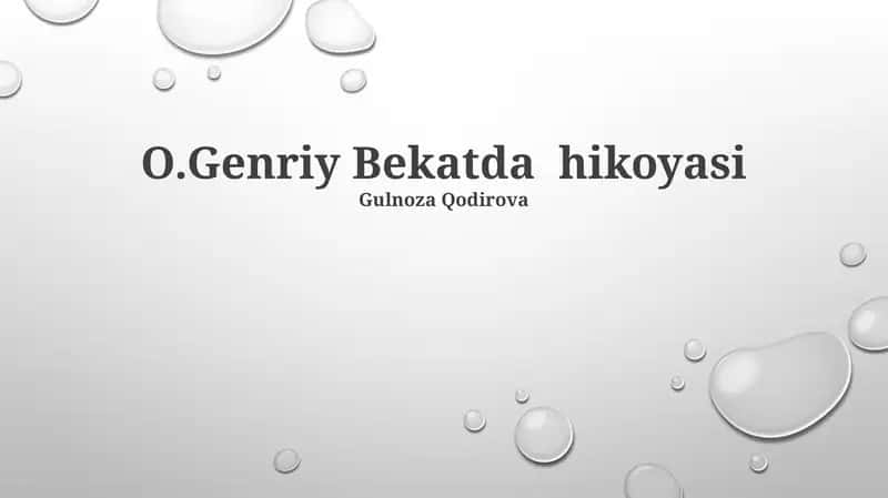 O.Genriy Bekatda hikoyasi