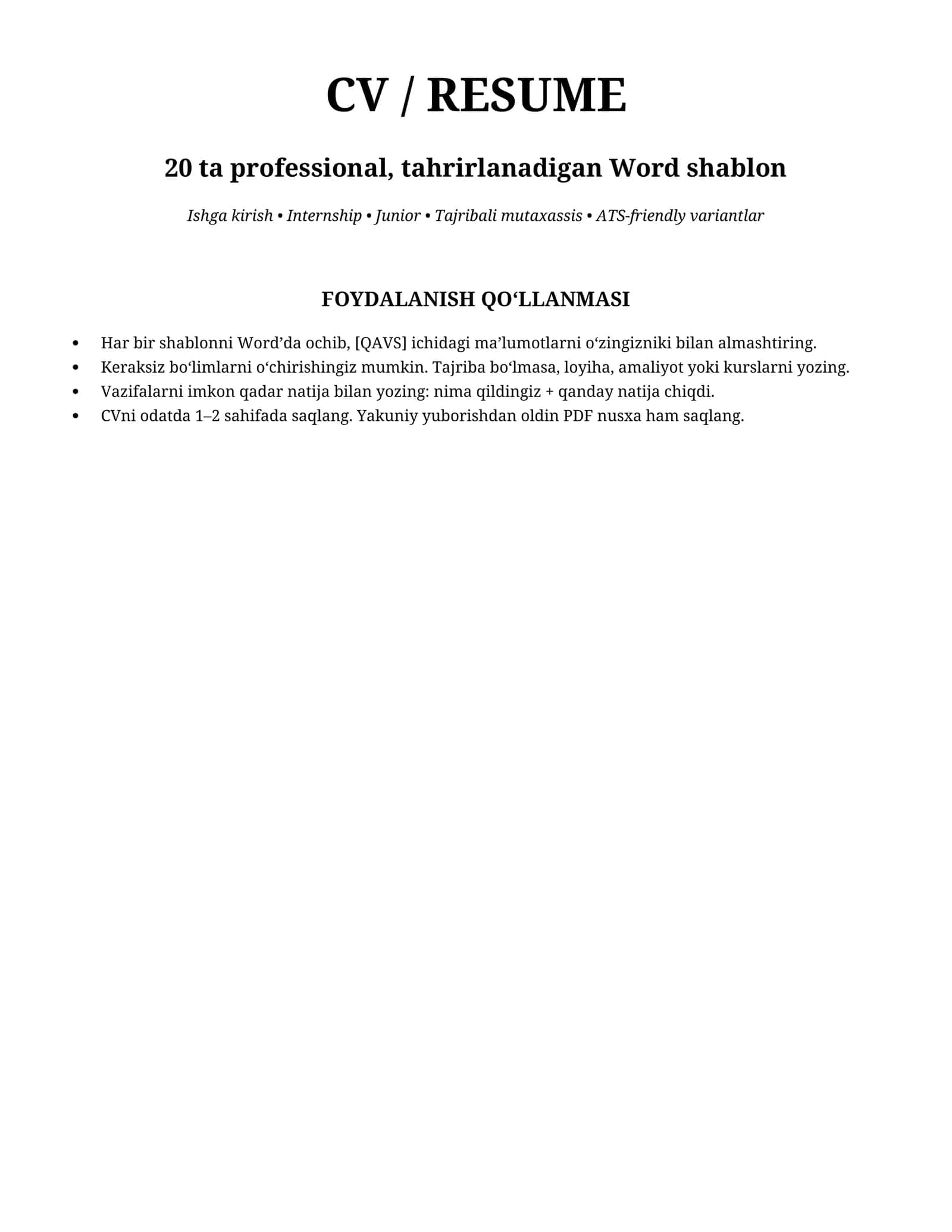 CV / RESUME