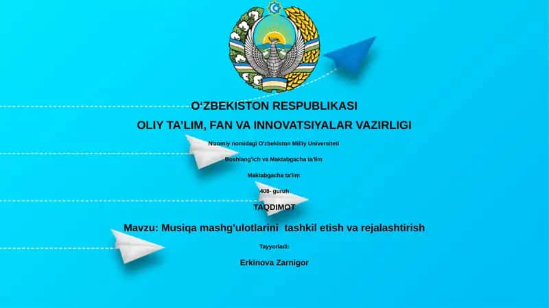 Musiqa mashg'ulotlarini tashkil etish va rejalashtirish