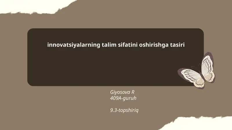 Innovatsiyalarning talim sifatini oshirishga tasiri