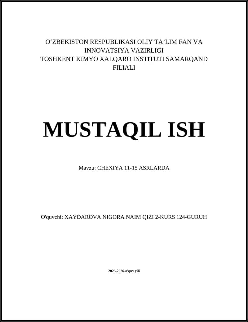 CHEXIYA 11-15 ASRLARDA