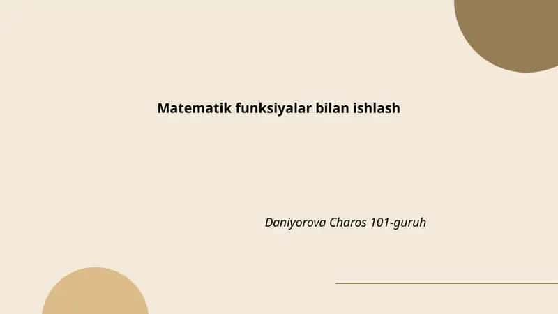 Matematik funksiyalar bilan ishlash