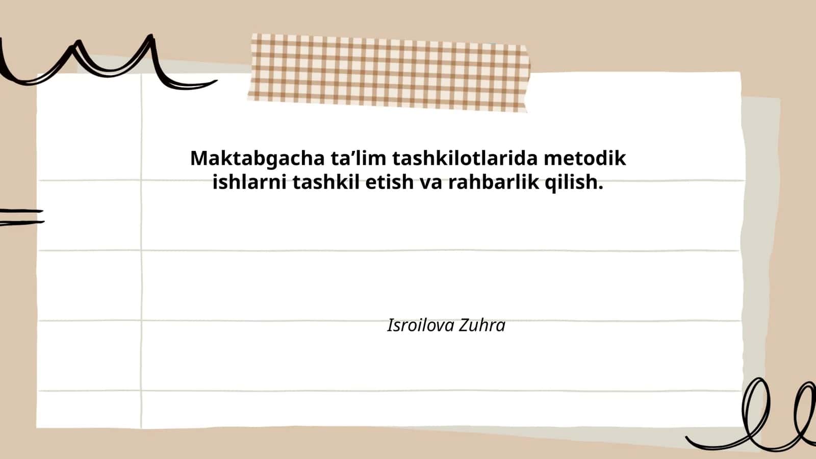 Metodik ishlarni tashkil etish va rahbarlik qilish