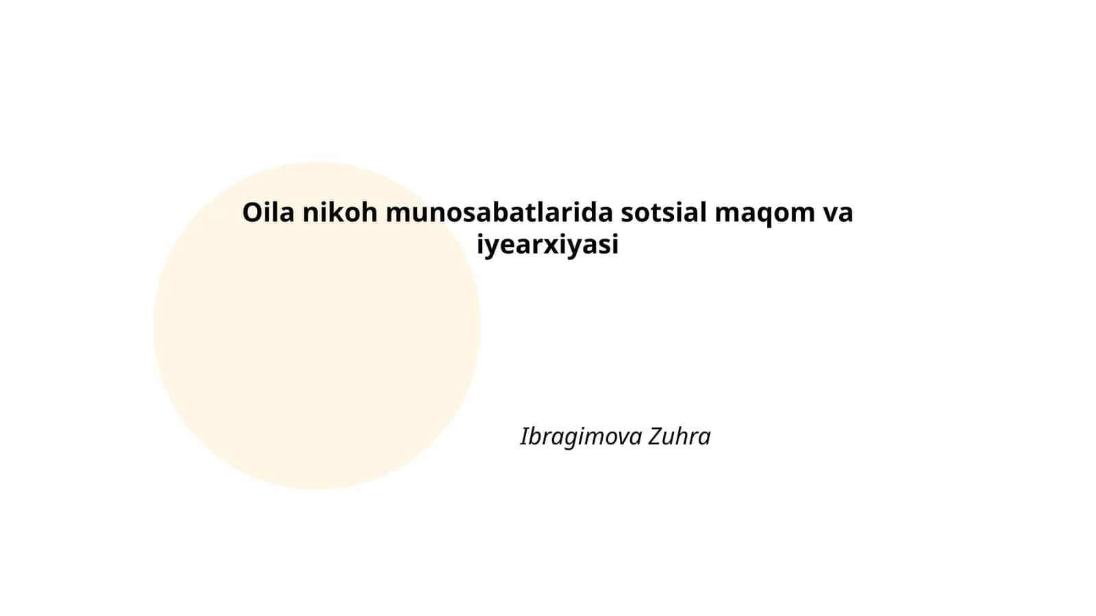 Nikohda erkak va ayolning sotsial maqomi va ierarxiyasi