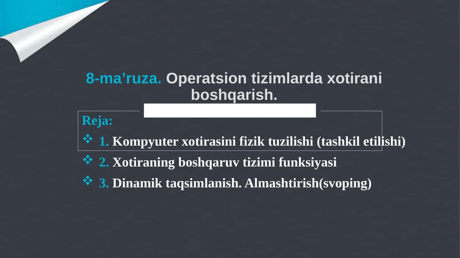 Operatsion tizimda xotira boshqarish