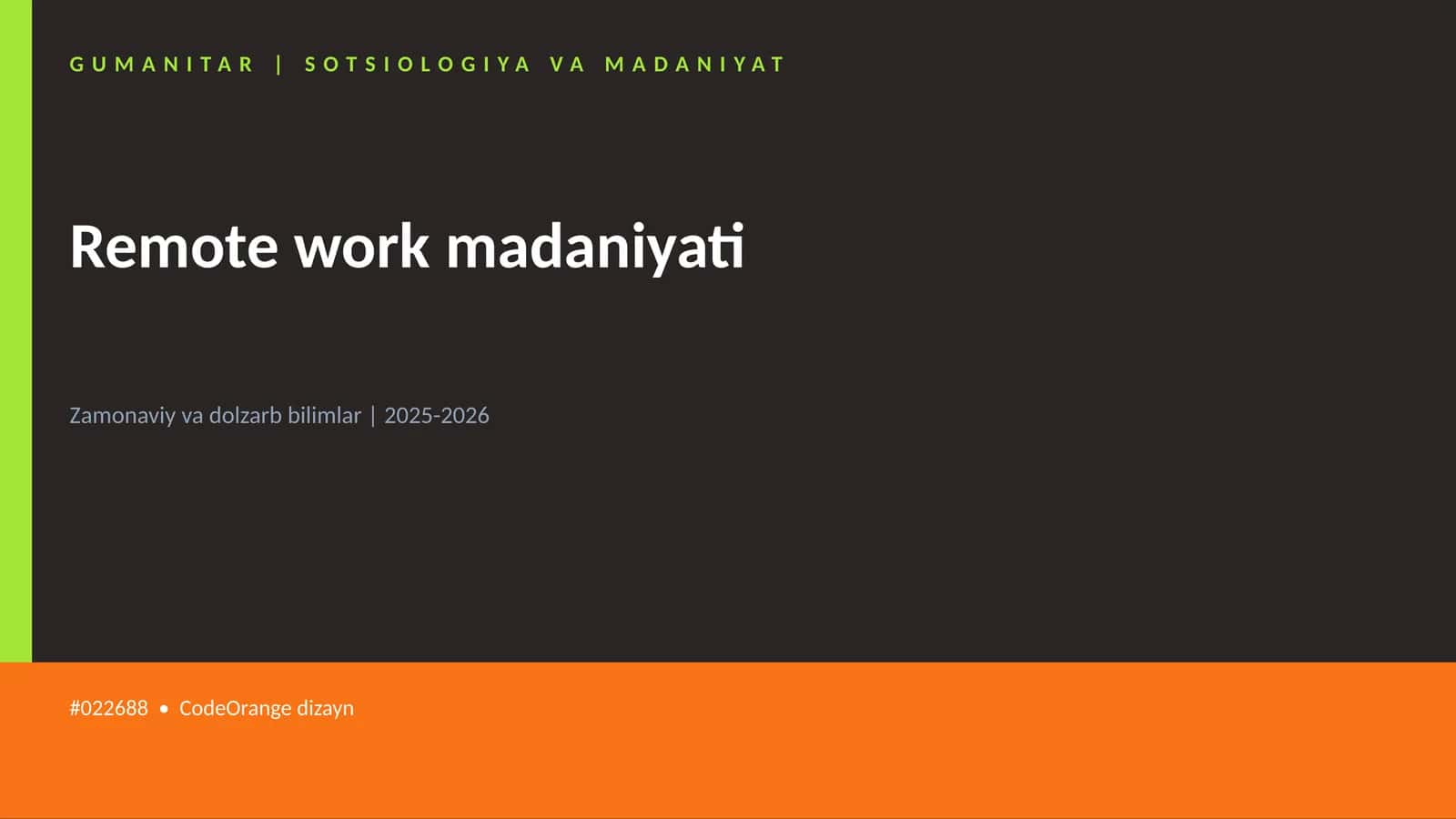 Remote work madaniyati