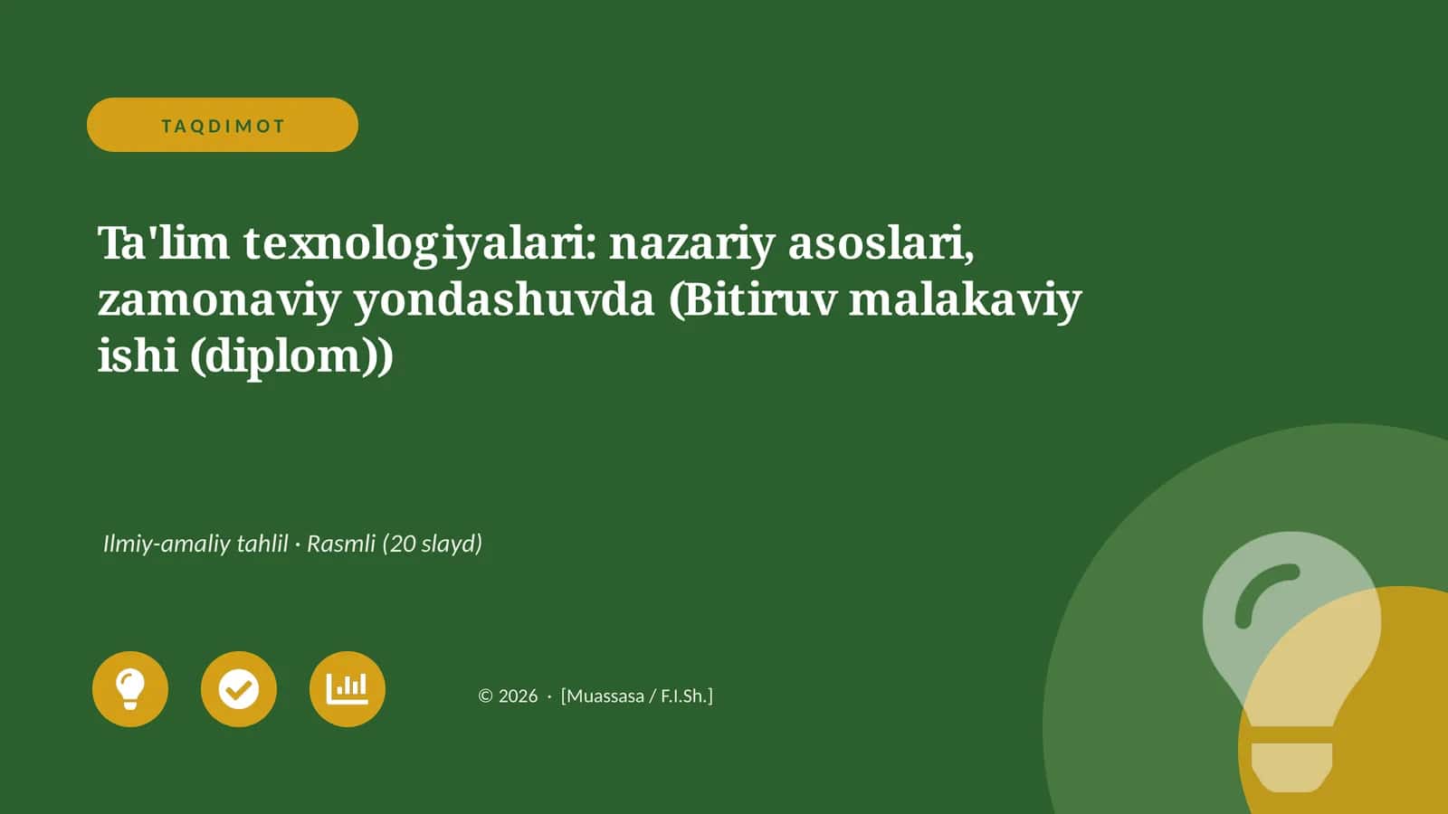 Ta'lim texnologiyalari: nazariy asoslari, zamonaviy yondashuvda (Bitiruv malakaviy ishi (diplom))