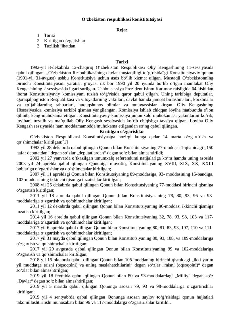 Verfassung der Republik Usbekistan