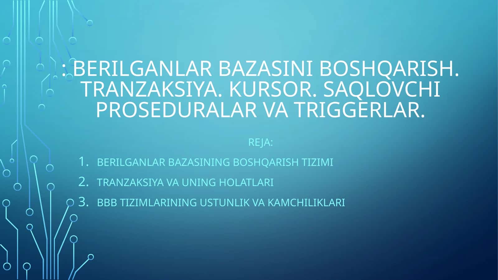 Berilganlar bazasini boshqarish