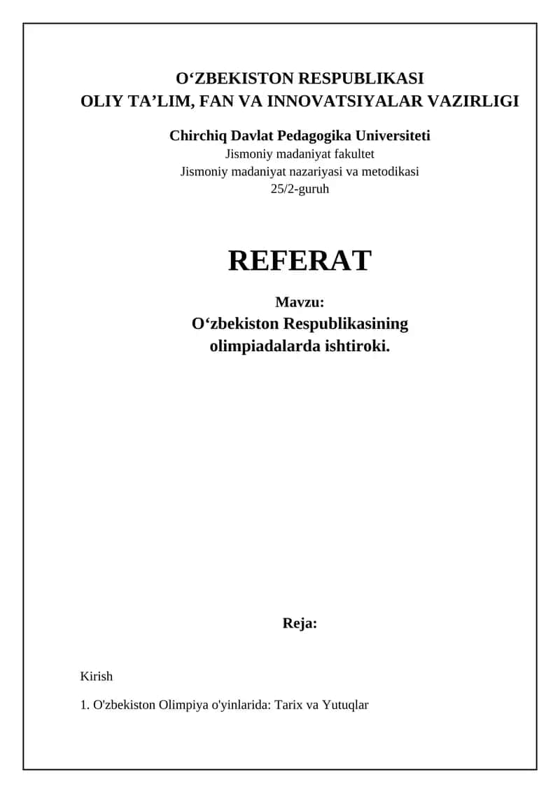 O'zbekiston Olimpiya o'yinlarida: Tarix va Yutuqlar