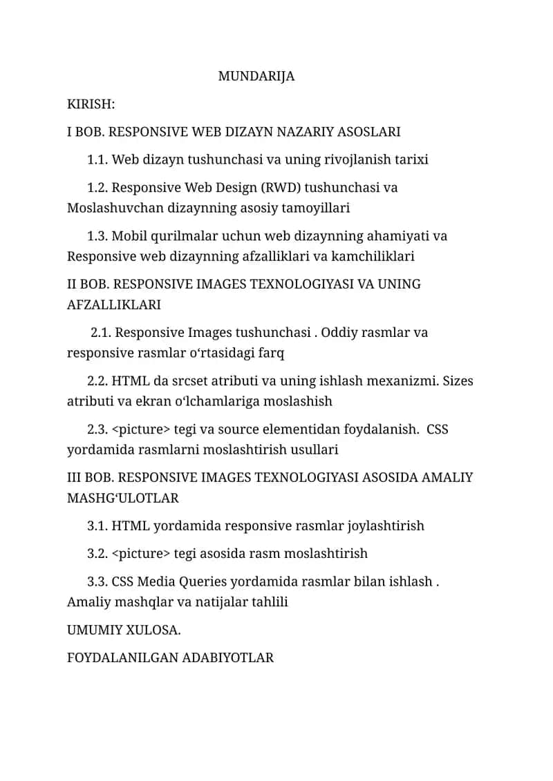RESPONSIVE WEB DIZAYN NAZARIY ASOSLARI