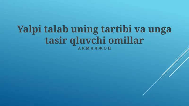 Umumiy talabning makroiqtisodiy modellashtirilishi