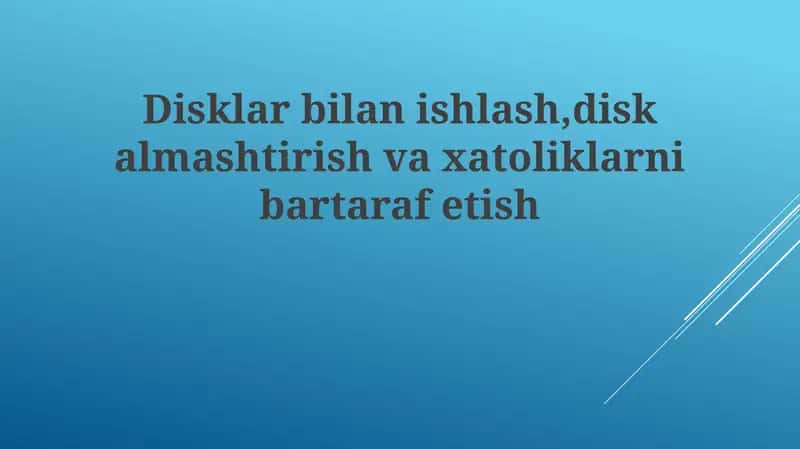 Disklarbilanishlash, diskalmashtirishvaxatoliklarnibartarafetish