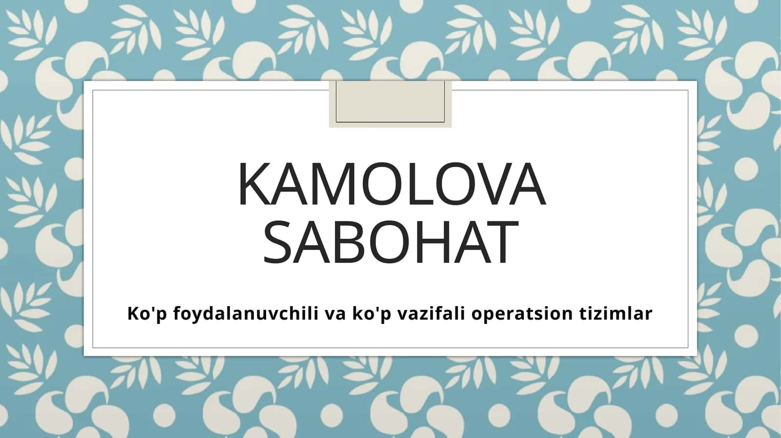 Ko'pfoydalanuvchilioperatsiontizimlar