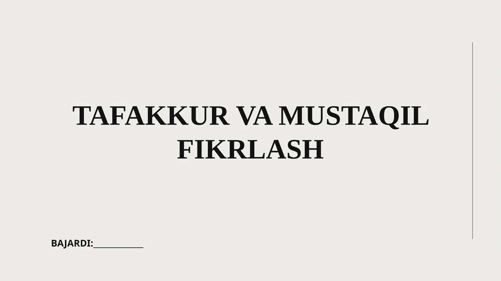 Tafakkur va Mustaqil Fikrlash