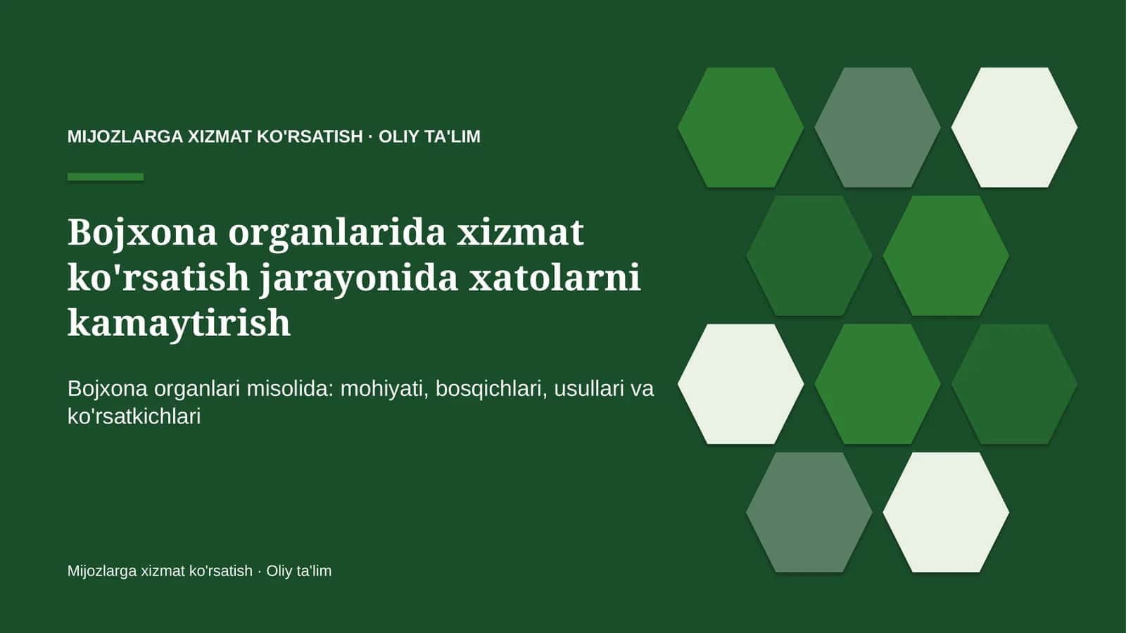 Mijozlarga xizmat ko'rsatish · Oliy ta'lim